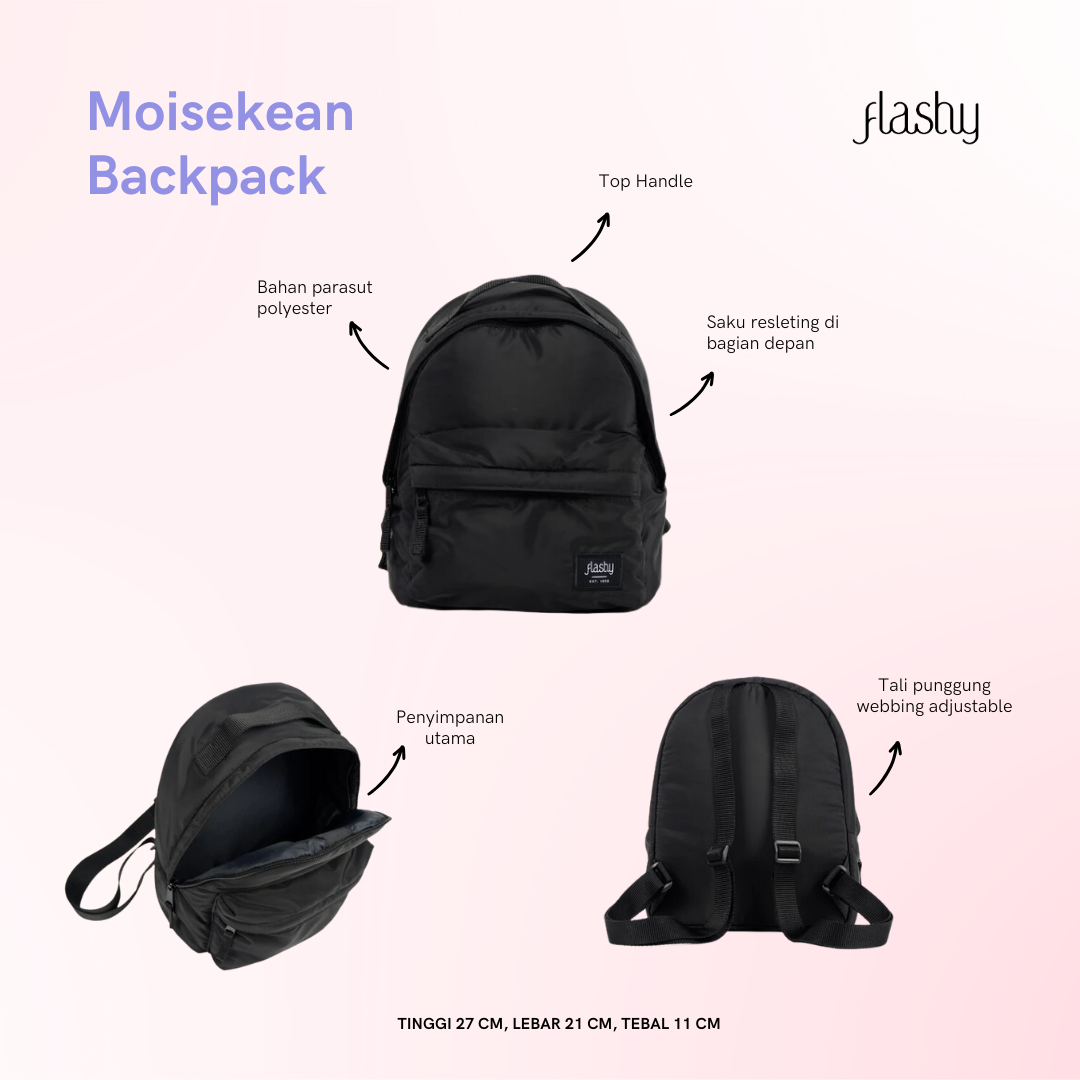 Flashy Tas Ransel Mini Wanita Moisekean Six Hitam