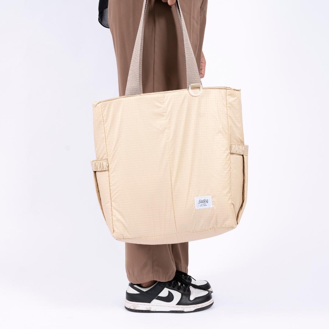 Flashy Tas Kepit Wanita Pruestel Motif Kotak Krem
