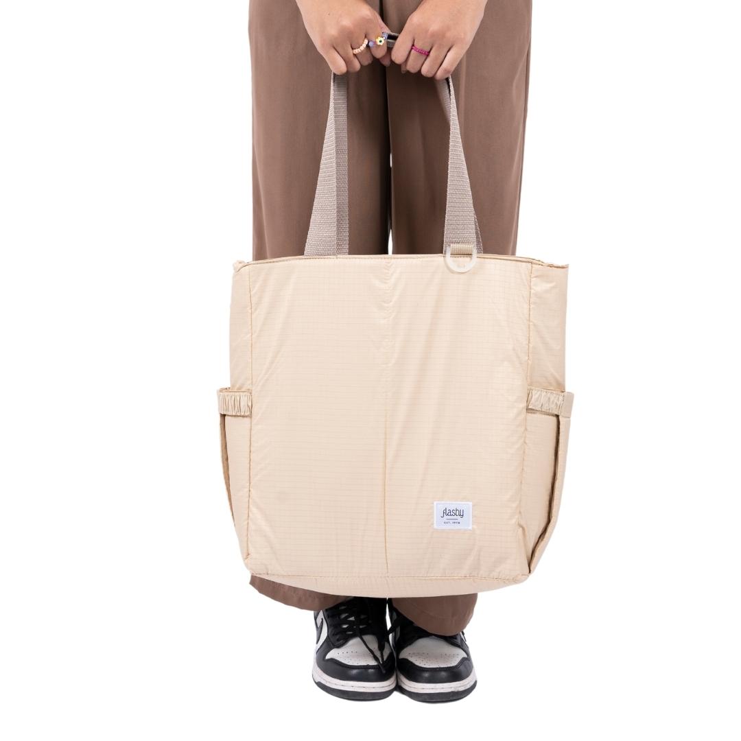 Flashy Tas Kepit Wanita Pruestel Motif Kotak Krem