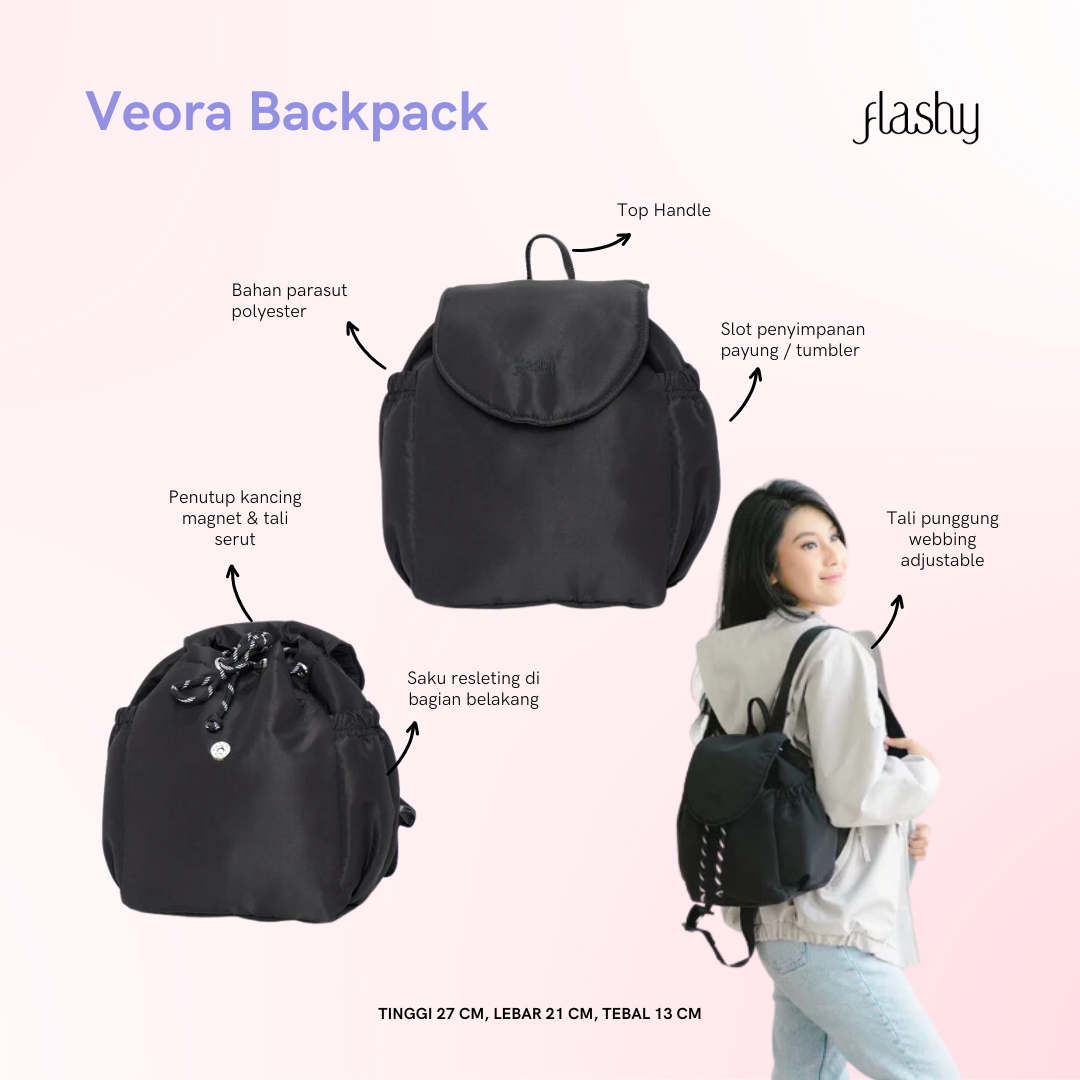 Flashy Tas Ransel Wanita Veora HItam