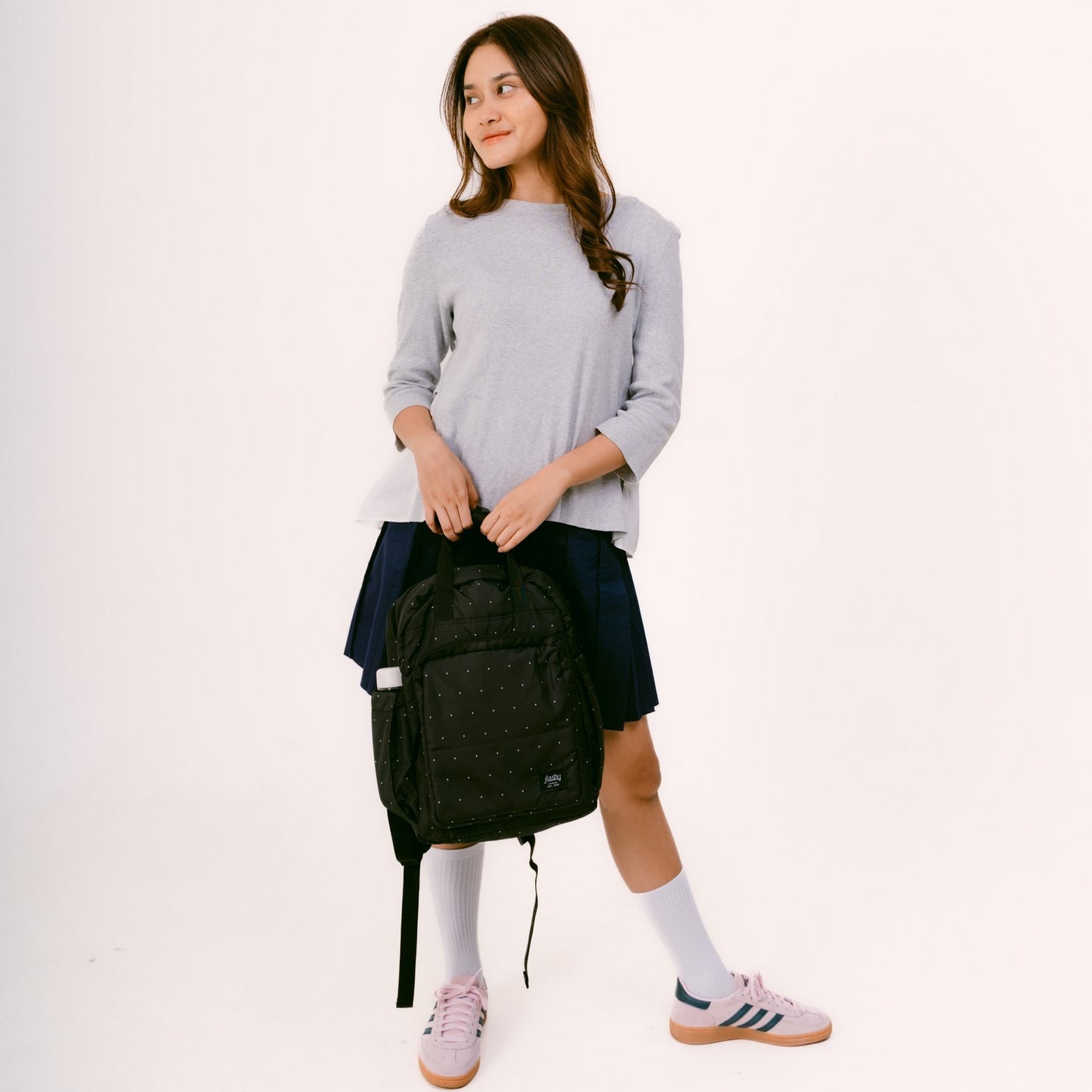 Flashy Tas Ransel Helvilo Hitam Polkadot