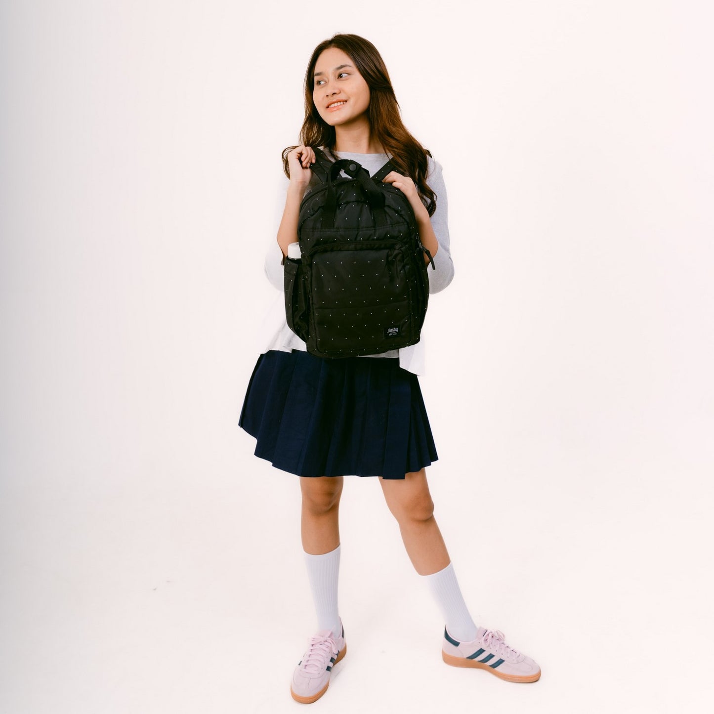 Flashy Tas Ransel Helvilo Hitam Polkadot