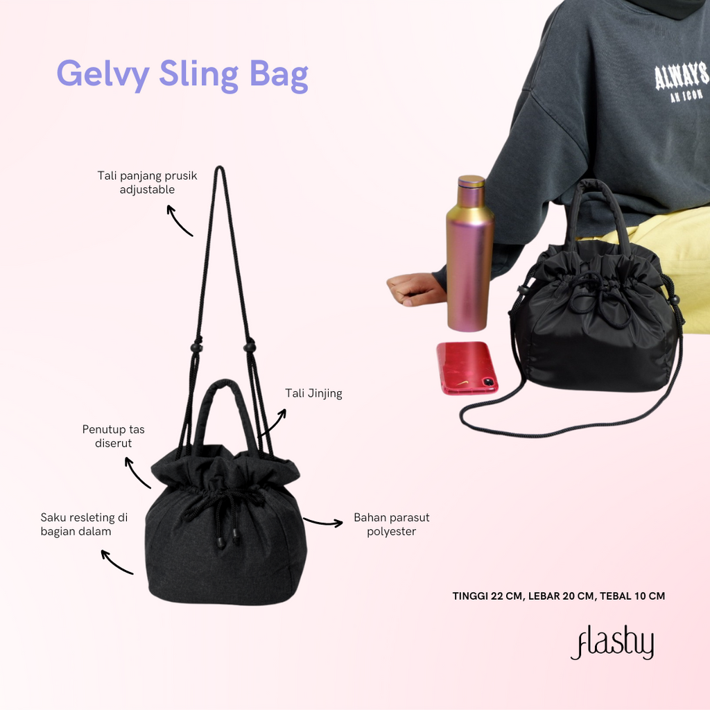 Flashy Tas Selempang Wanita Gelvy Hitam