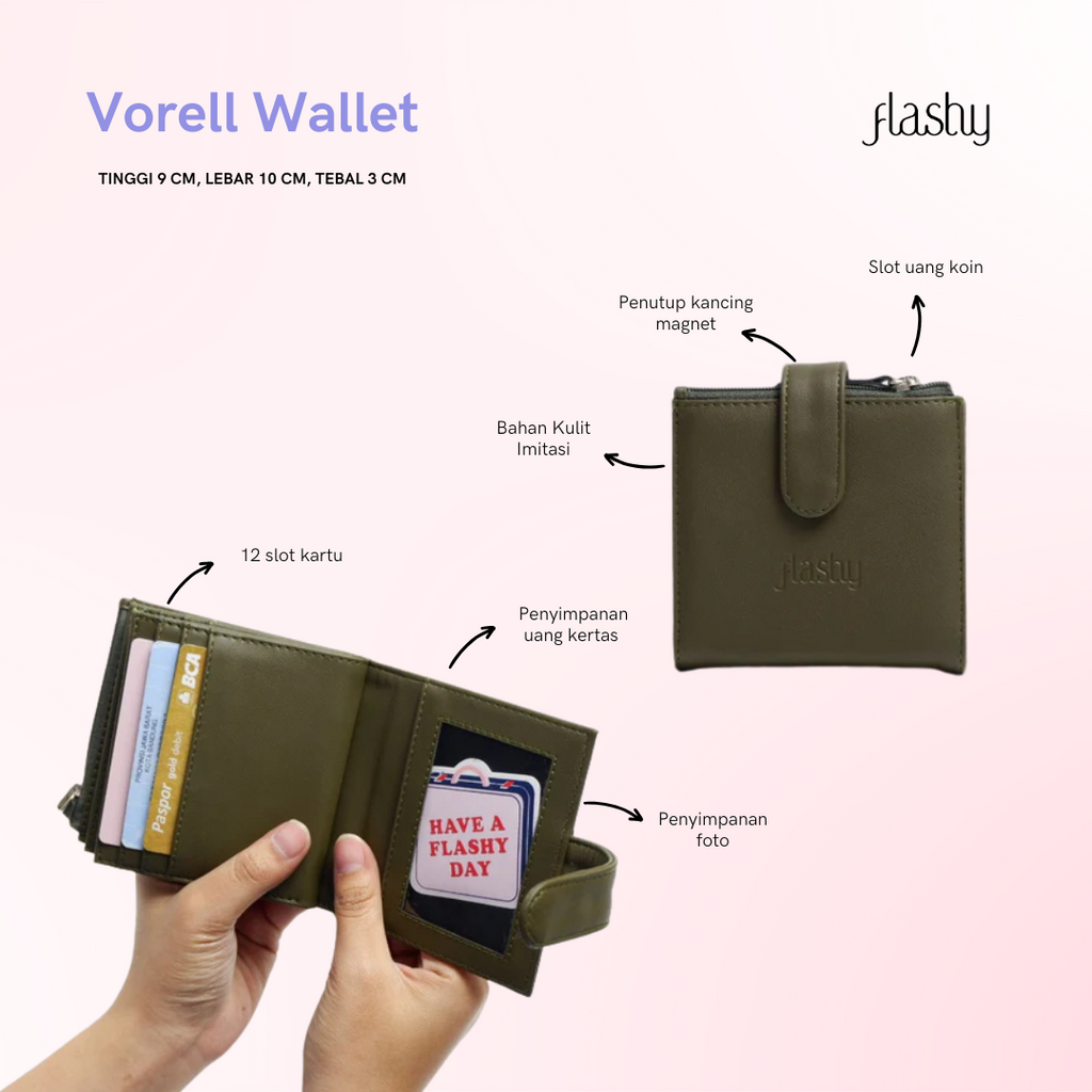 Flashy Dompet Lipat Wanita  Vorell Hijau Olive