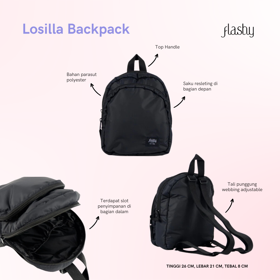 Flashy Tas Ransel Mini Wanita Losilla Hitam