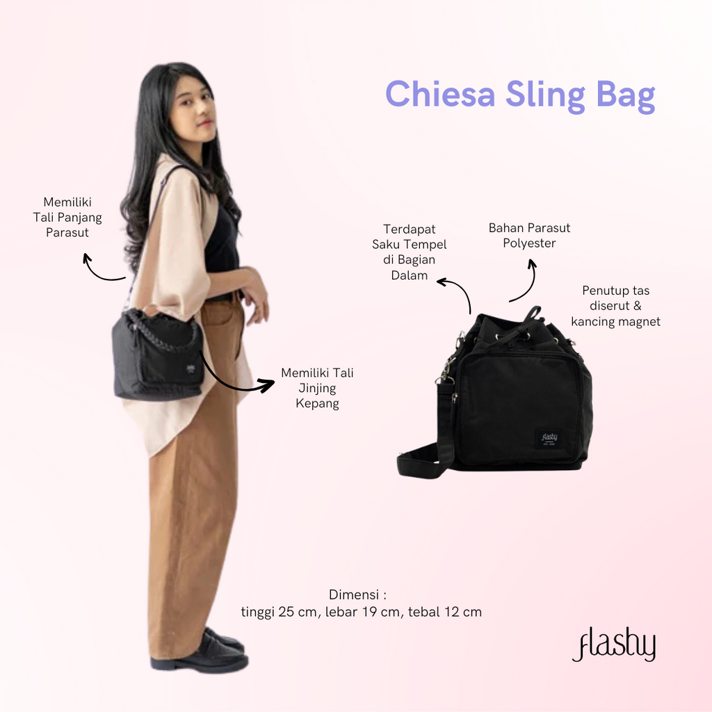 Flashy Tas Selempang Wanita Chiesa Three Hitam