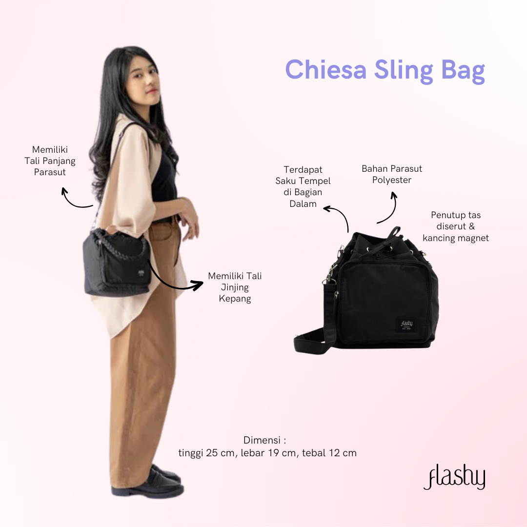 Flashy Tas Selempang Wanita Chiesa Three Hitam