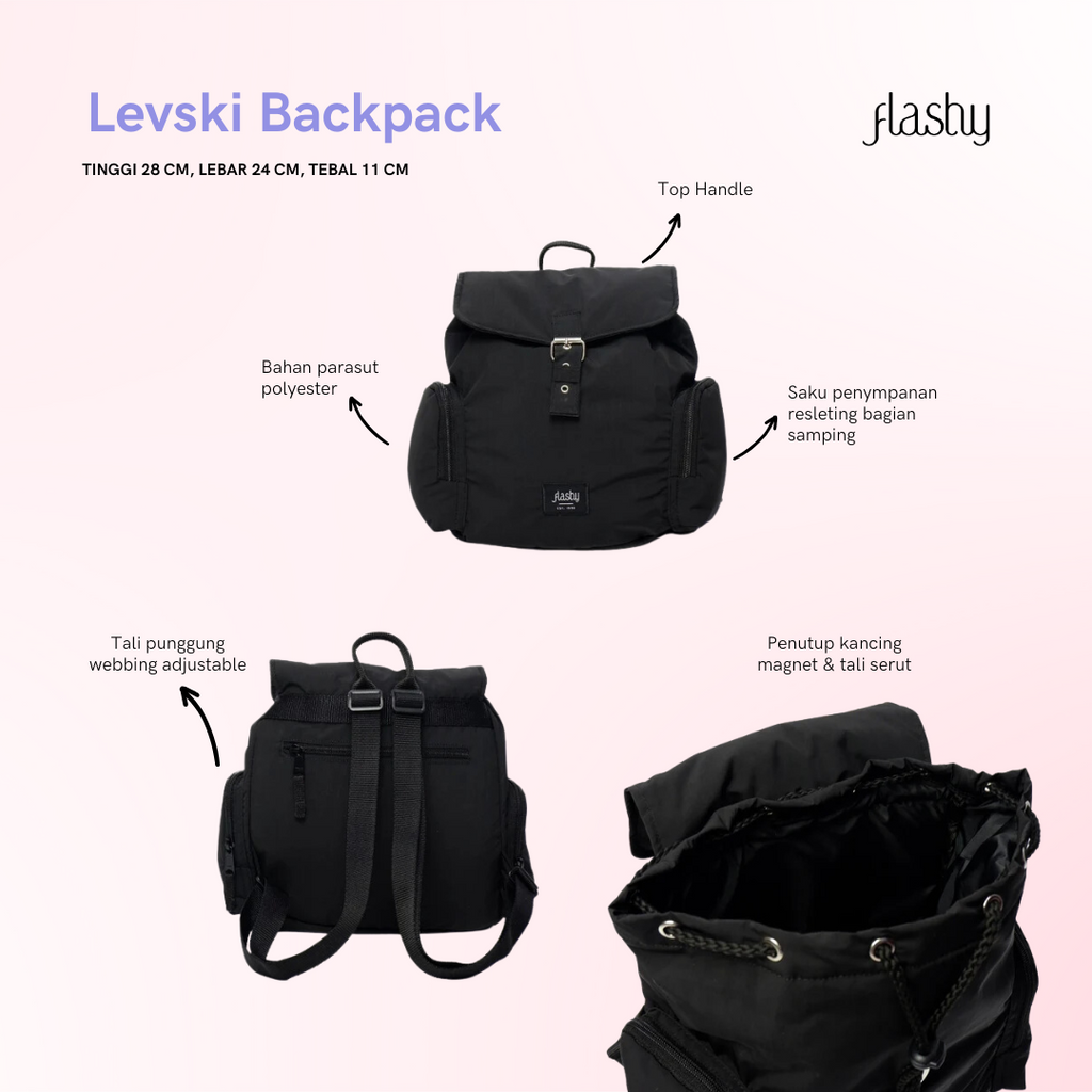 Flashy Tas Ransel Wanita Levski Hitam