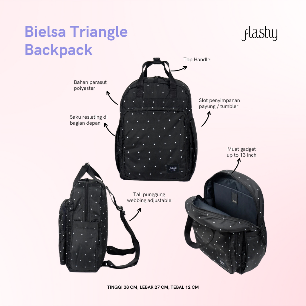 Flashy Tas Ransel Wanita Flashy Bielsa Three Motiv Segitiga