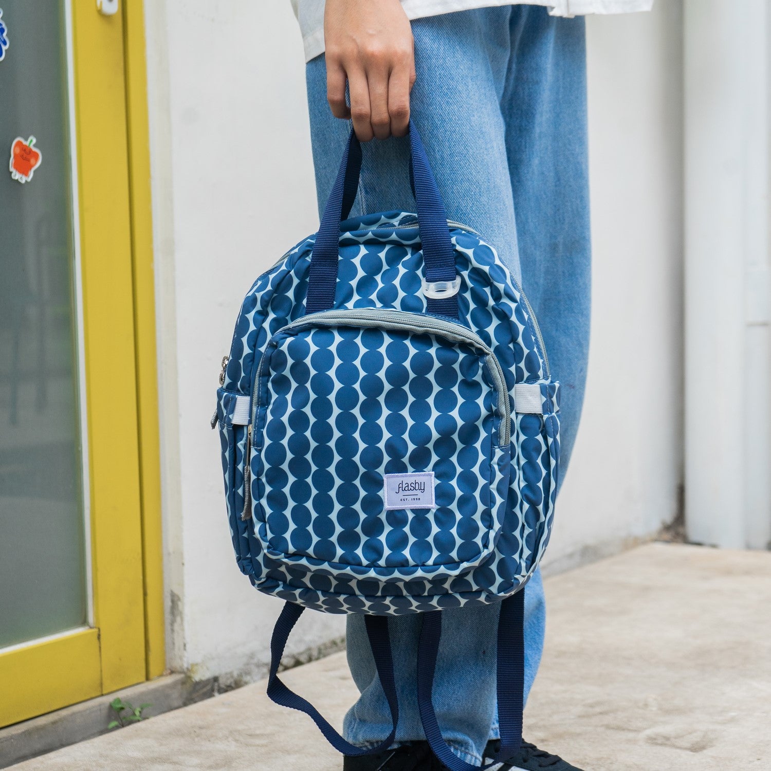 Flashy Tas Ransel Mini Wanita Larbert Biru Polka