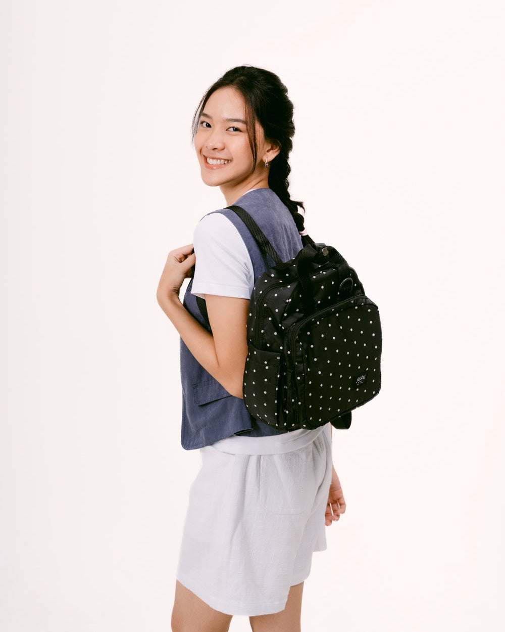 Flashy Tas Ransel Wanita Larbert Eight Polkadot Hitam