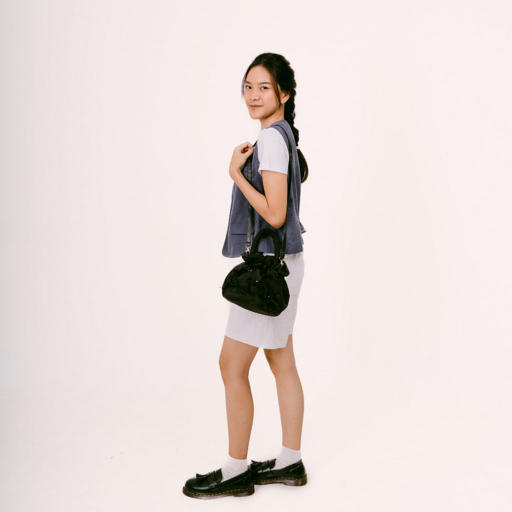 Flashy Tas Serut Wanita Cottrail Pita Hitam